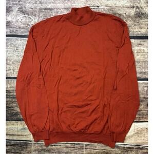 VTG Bachrach Sweater Mens Medium Fine Merino Wool Made in Italy Orange